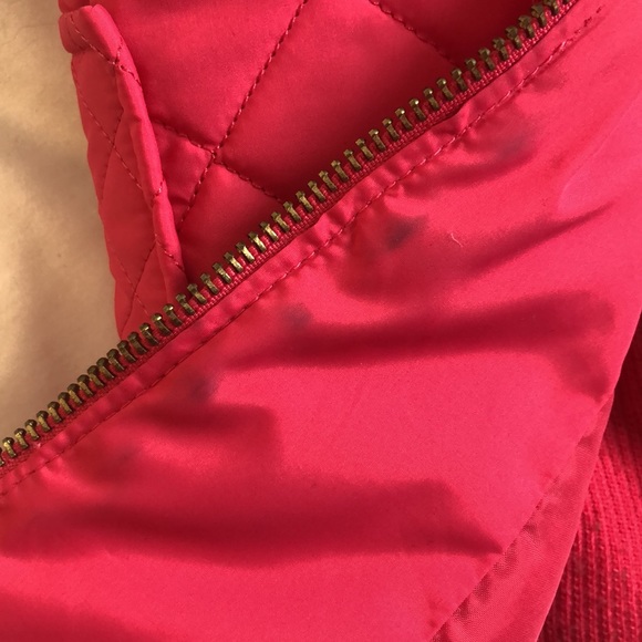 Bright Pink Puffer Vest w/ Suede Details - Picture 10 of 10